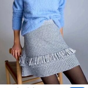 Maeve Fringe Mini Skirt - Gray